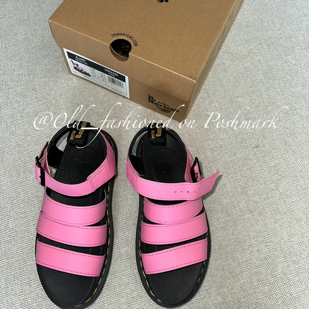 DR MARTENS Blaire Leather Sandals - Pink